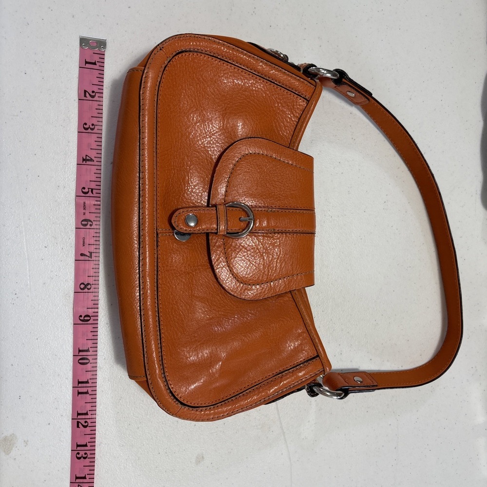 Wilsons VTG Y2K Orange Leather Shoulder Bag Purse Handbag Silver Hardware 90s